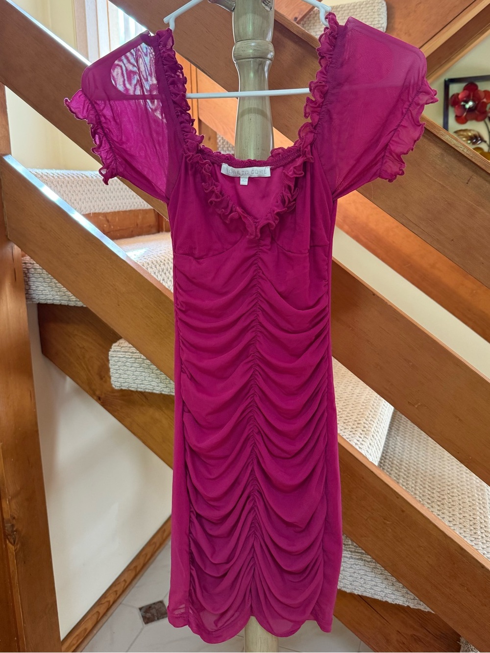 Women’s Mini Dress in Fuchsia with Ruching